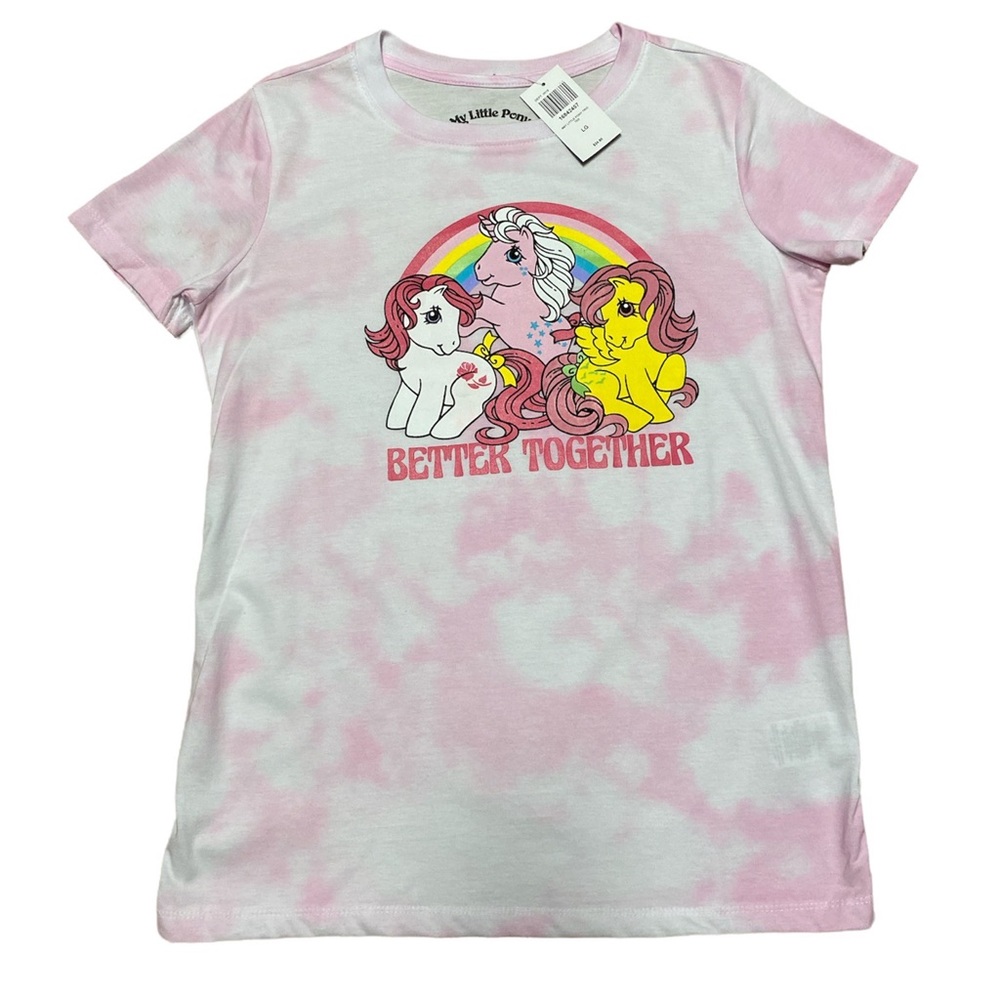 My Little Pony Juniors T Shirt Pink Tie Dye Size L NEW NWT